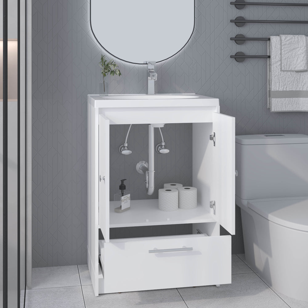 24-Inch Olney Bathroom Vanity with Sink with 1-Drawer and Double Door – Compact Bathroom Vanity
