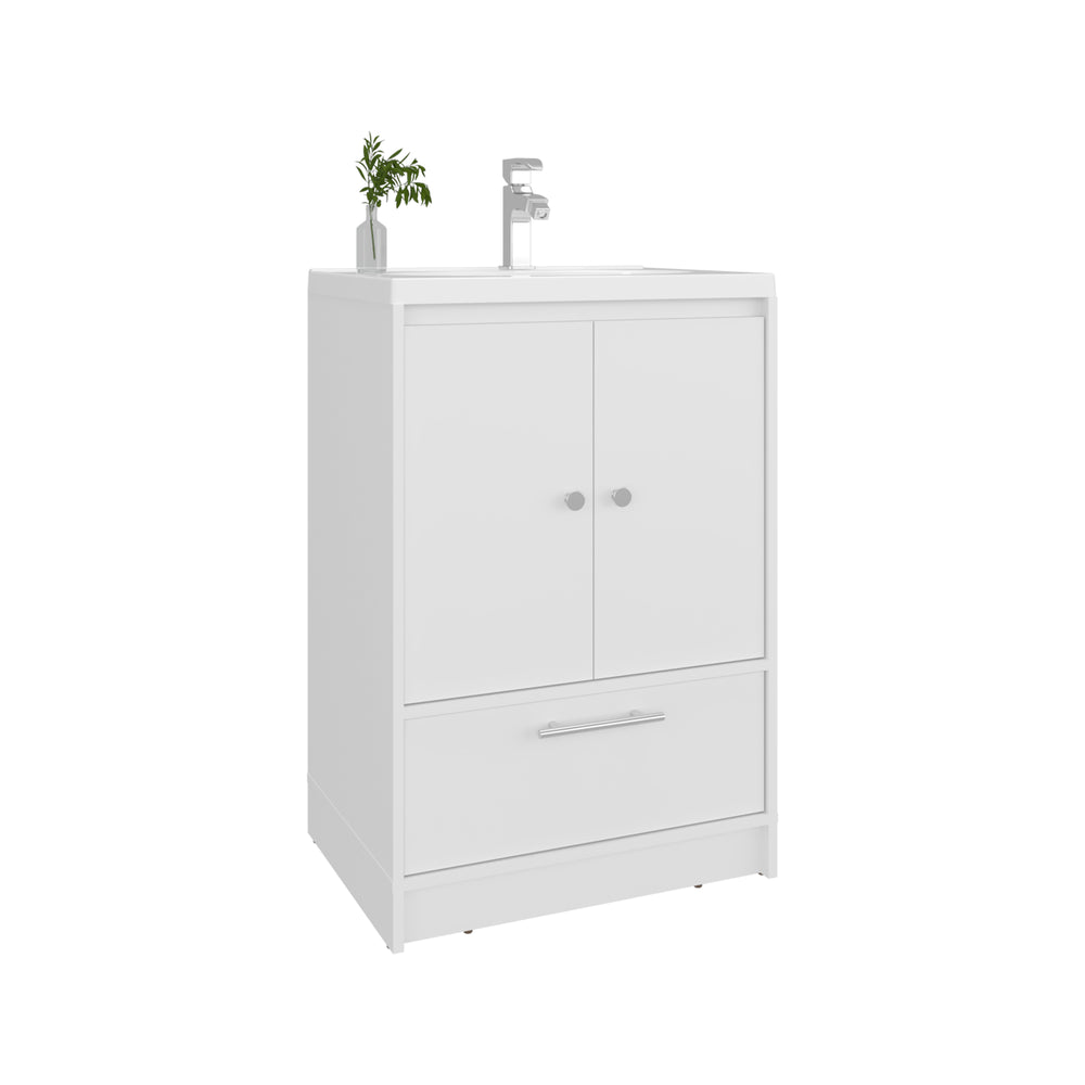 24-Inch Olney Bathroom Vanity with Sink with 1-Drawer and Double Door – White Finish