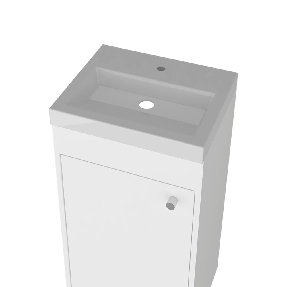 16-Inch Valdez Bathroom Vanity with Sink with Single Door and 2 Open Shelves – Easy Assembly