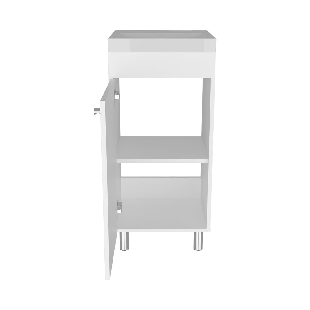 16-Inch Valdez Bathroom Vanity with Sink with Single Door and 2 Open Shelves – Integrated Sink Top
