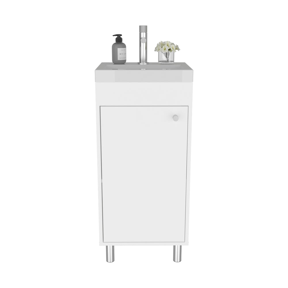 16-Inch Valdez Bathroom Vanity with Sink with Single Door and 2 Open Shelves – Open Storage Shelving
