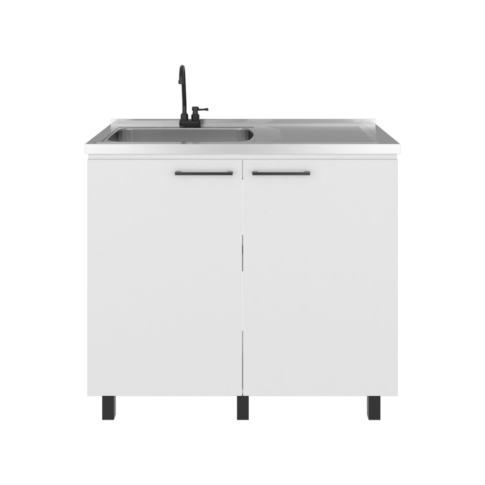 Alatna Freestanding Utility Base Cabinet with Stainless Steel Countert ...