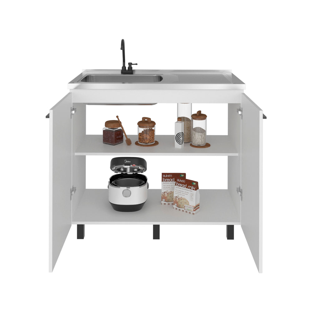 Alatna Freestanding Utility Base Cabinet with Stainless Steel Countert ...