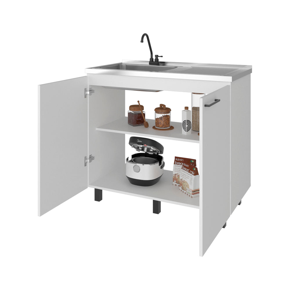 Alatna Freestanding Utility Base Cabinet with Stainless Steel Countert ...