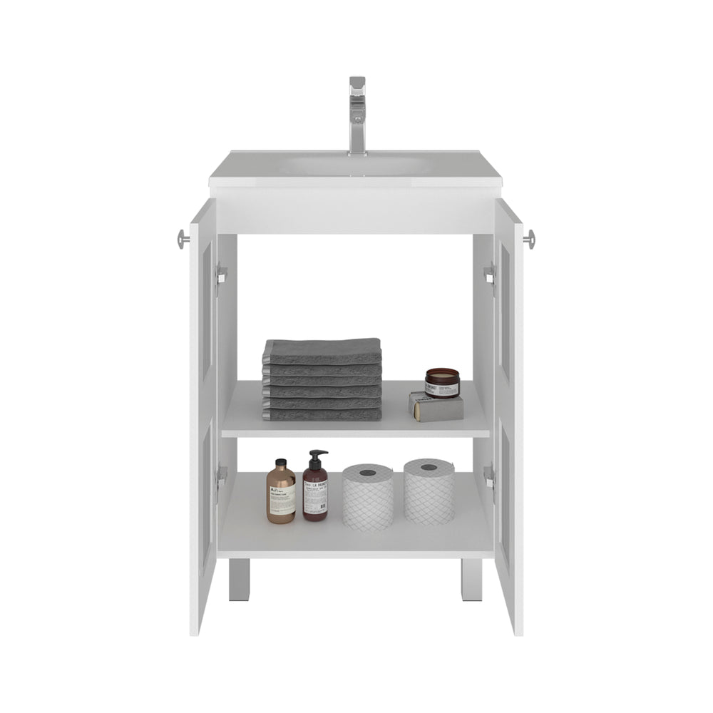 24-Inch Mesic Bathroom Vanity with Sink with Double Door – Open Lower Shelf