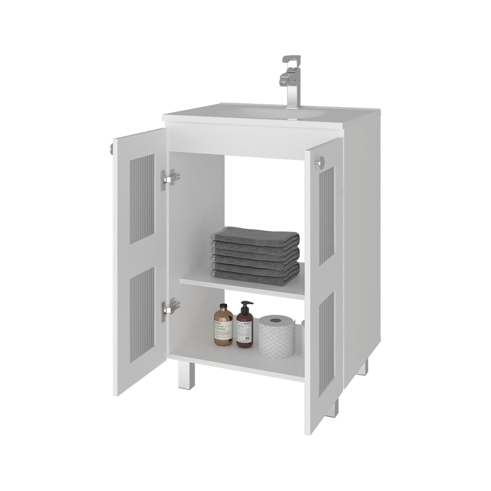 24-Inch Mesic Bathroom Vanity with Sink with Double Door – Moisture-Resistant Build