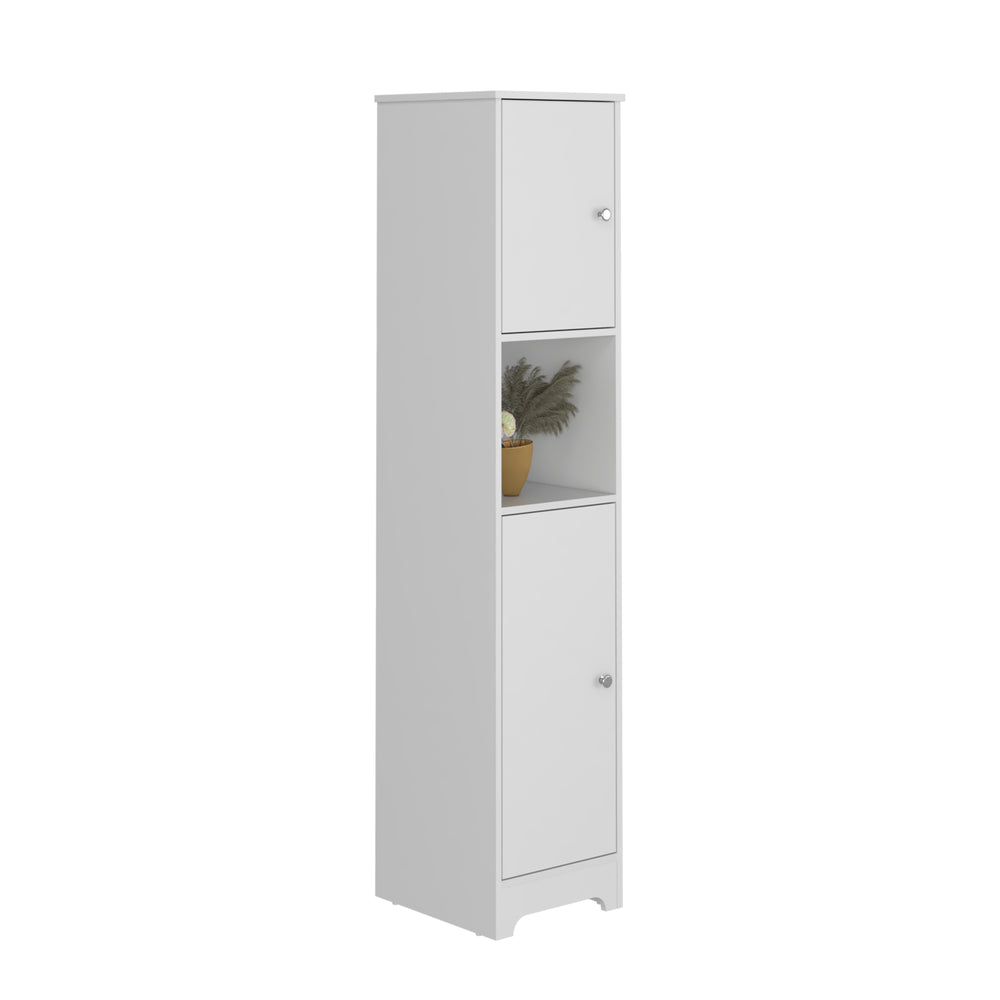 14-Inch Yaka Linen Tower Cabinet with Double Door – Double Cabinet Doors