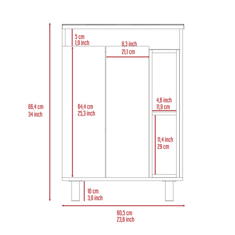 DEPOT E-SHOP Acra Free Standing Vanity, Two Interior Shelves, Two External Shelves, Double Door Cabinet