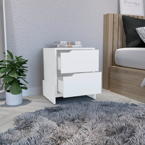 DEPOT E-SHOP Haines Nightstand with 2-Drawers, End Table with Sturdy Base