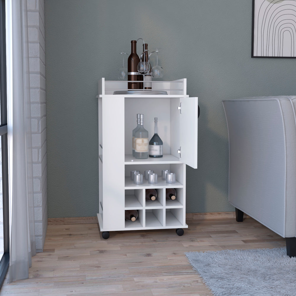 22-Inch Fraser Bar Cart with Wine Rack and Casters – Guarded Serving Top