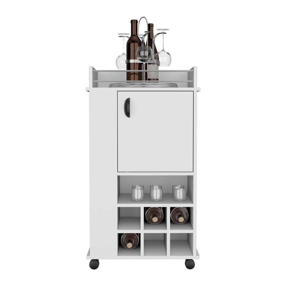 22-Inch Fraser Bar Cart with Wine Rack and Casters – Rolling Mobile Design