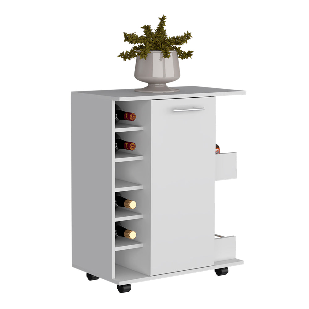 26-Inch Selden Bar Cart with Casters – Multi-Level Open Shelving