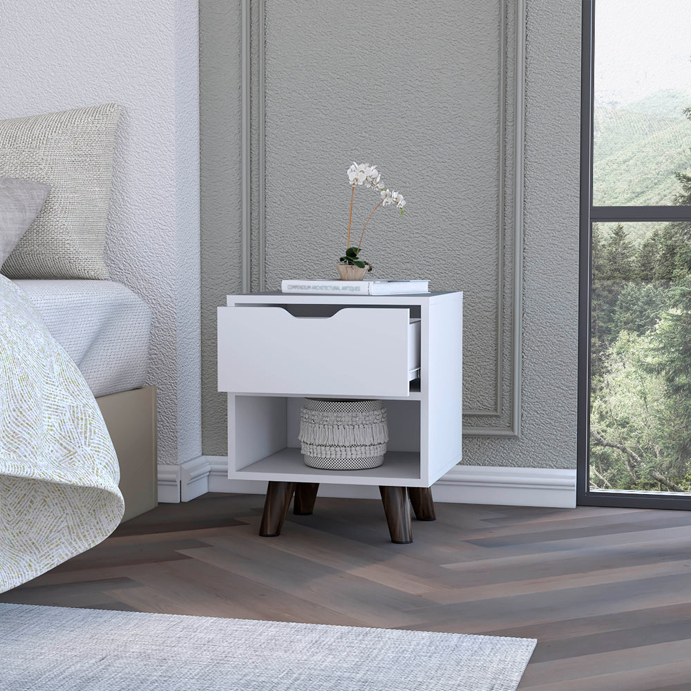 16-Inch Cliff Modern Nightstand – Open Lower Shelf