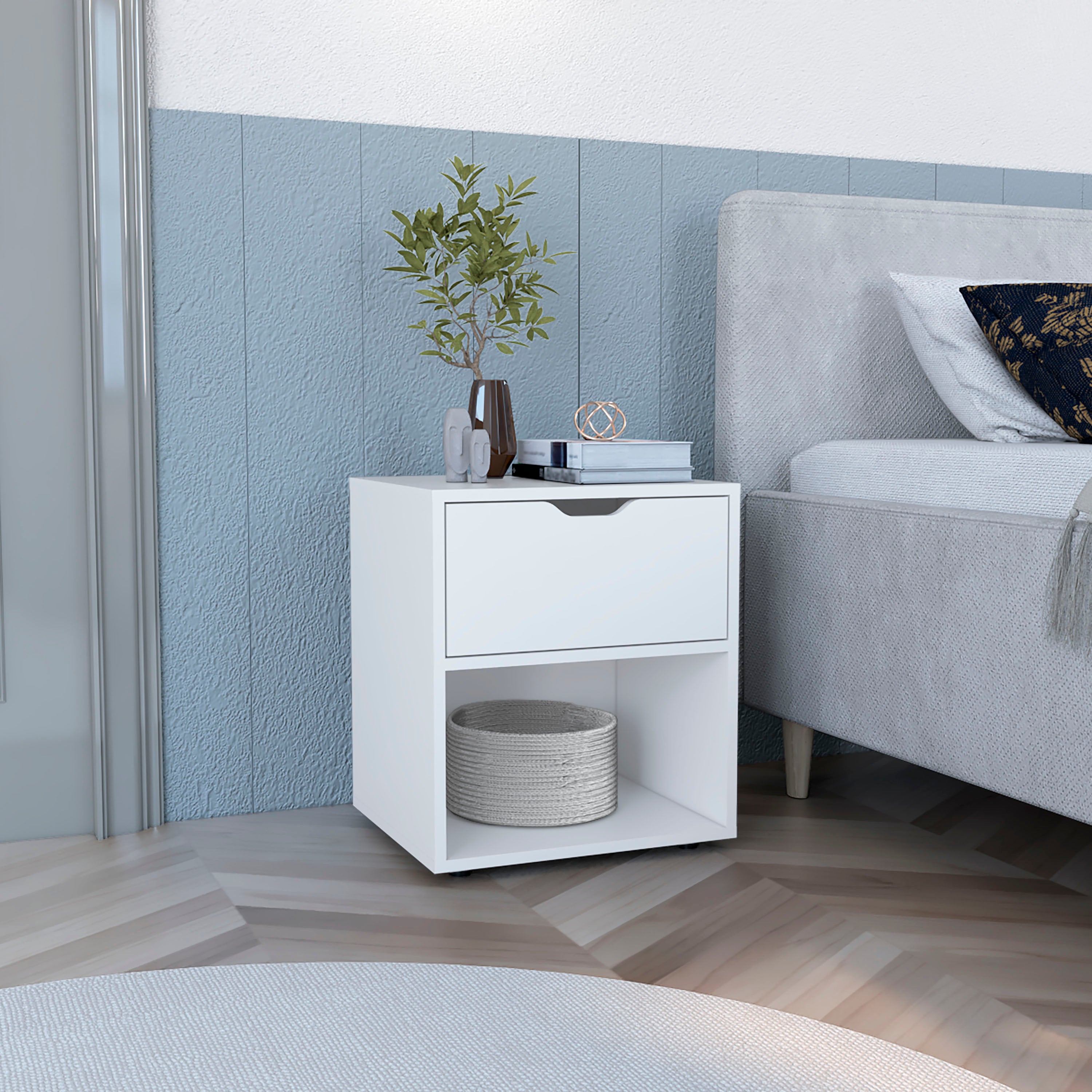 Adak Nightstand End Table with Open Shelf