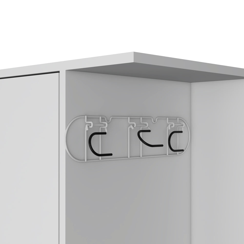 20-Inch Tok Broom Closet Organizer with Single Door and 4 Open Shelves – Raised on Sturdy Legs