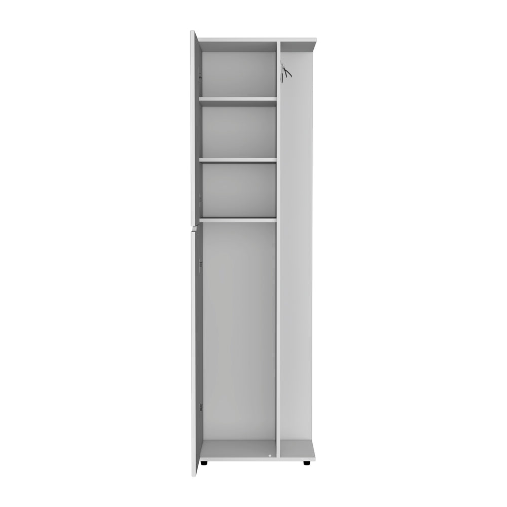 20-Inch Tok Broom Closet Organizer with Single Door and 4 Open Shelves – Durable Build and Weight Capacity