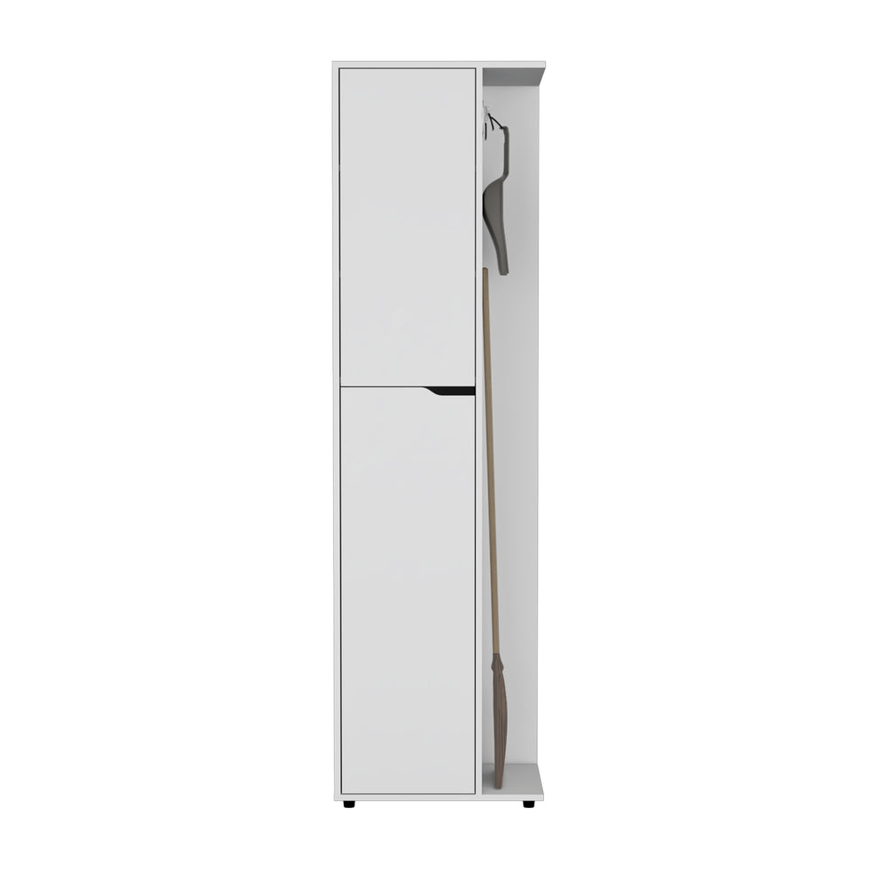 20-Inch Tok Broom Closet Organizer with Single Door and 4 Open Shelves – Tall, Narrow Footprint