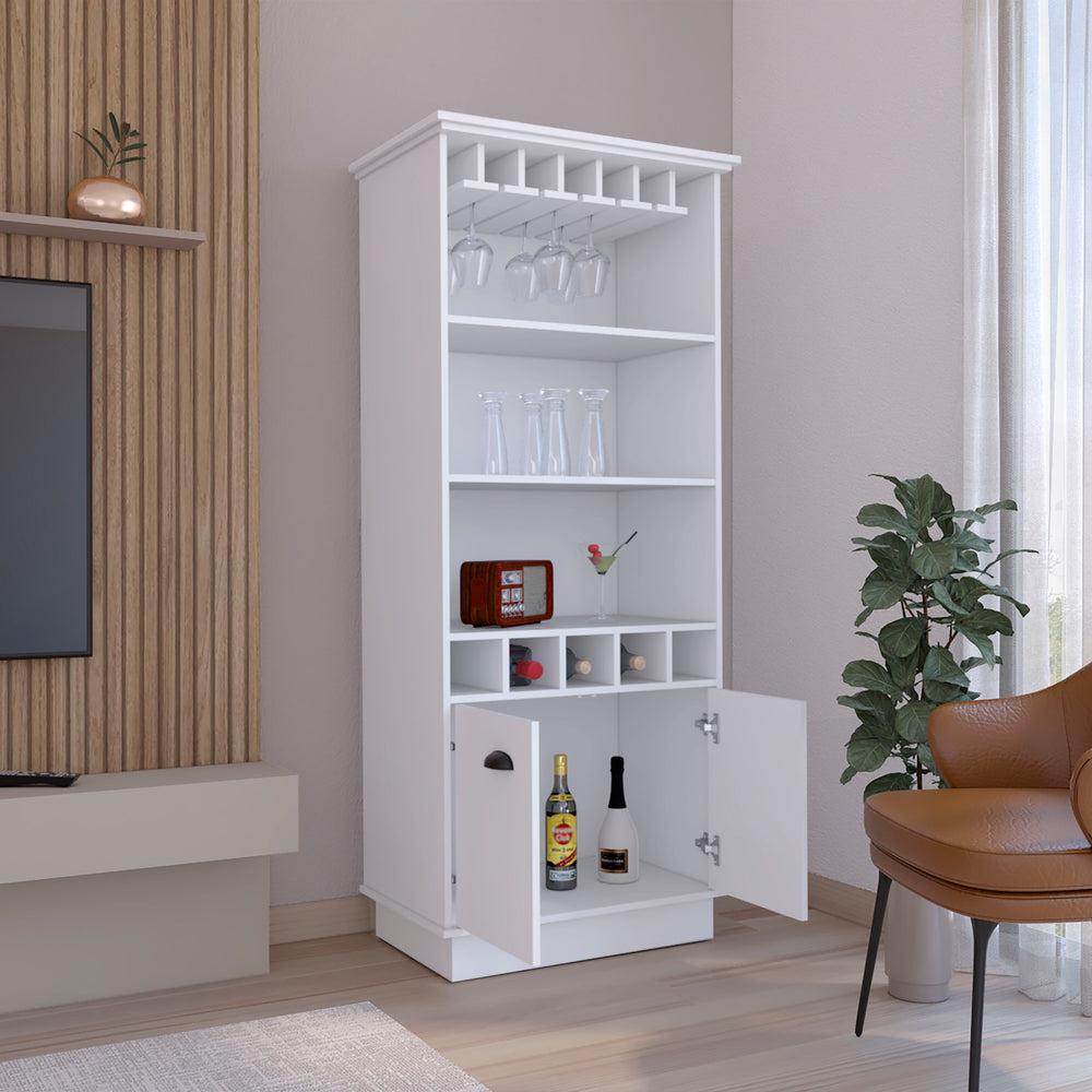 Elon Bar Cabinet with Wine Rack – Tall, Slim Footprint