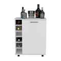 DEPOT E-SHOP Tilden Bar Cart Sleek Mobile Cocktail Station with Built-in Bottle Storage, White
