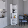 Agra Corner Bar Cabinet with Five Shelves, Eight Bottle Cubbies and Stemware