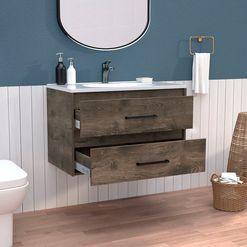 32" Cardova Floating Bathroom Vanity with 2-Drawers – Wall-Mounted Floating Design