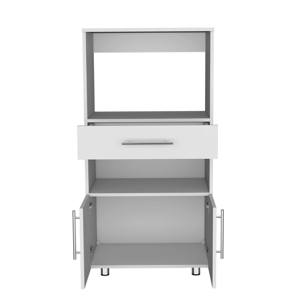 24-Inch Wales Kitchen Pantry Cabinet with Double Door and 2 Open Shelves – Open Display Shelf