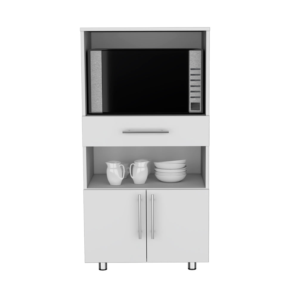 24-Inch Wales Kitchen Pantry Cabinet with Double Door and 2 Open Shelves – Durable Engineered Wood Build