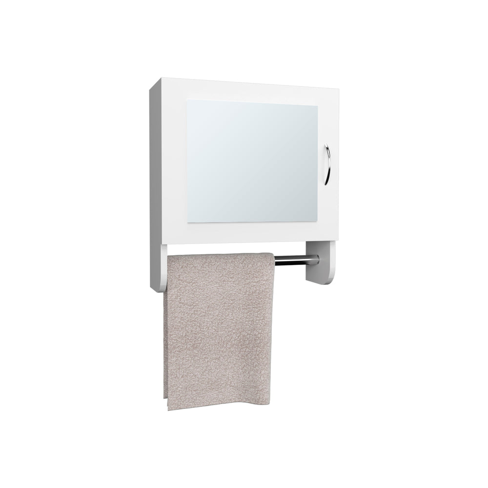 18-Inch Beaver Medicine Cabinet with Single Door and 2 Open Shelves – Mirror, Storage And Towel Bar Combined