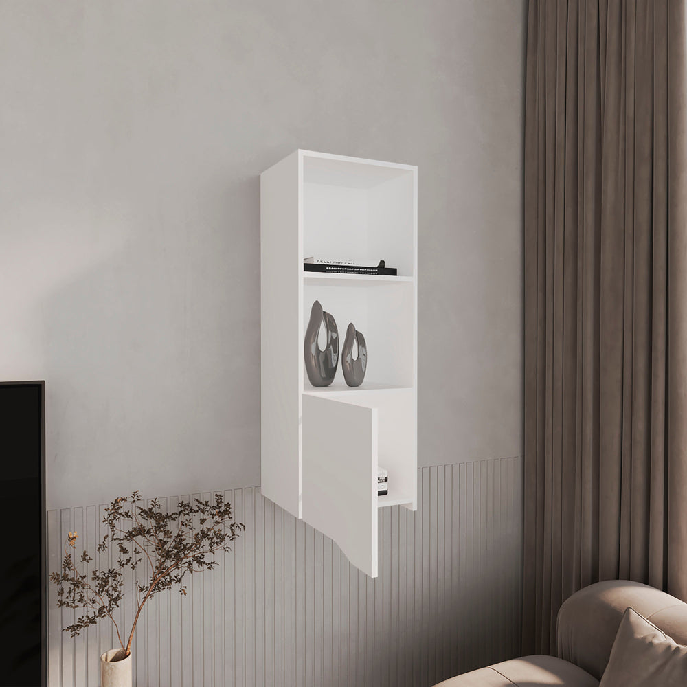 16-Inch Salem Wall Cabinet with Single Door and 3 Open Shelves – Cabinet Door Storage
