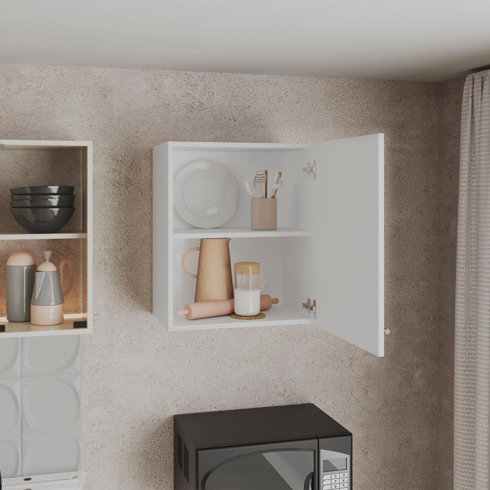 20-Inch Sterling Wall Cabinet with Single Door and 2 Open Shelves – Concealed Cabinet Storage
