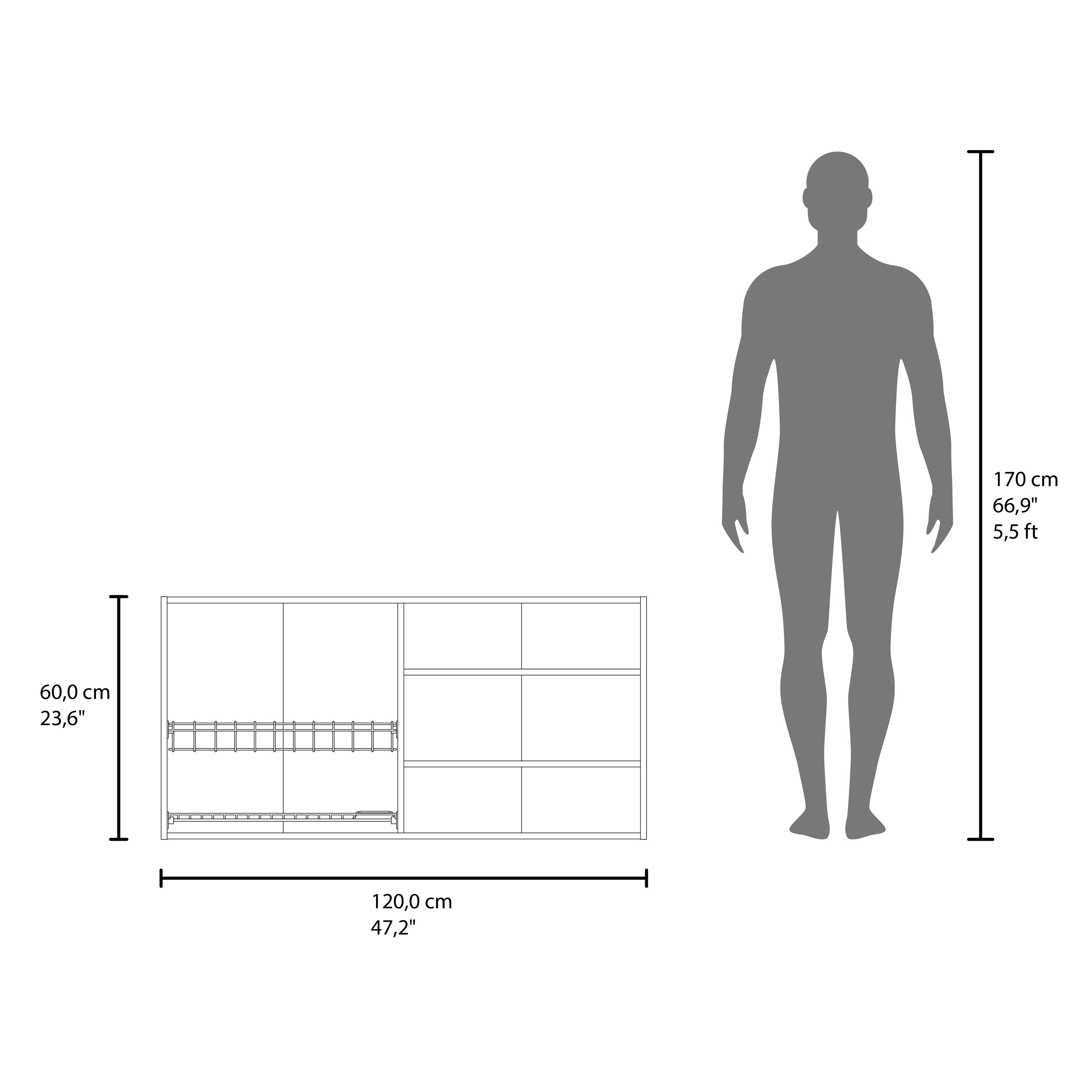 MLB 14774 - 120 Napoles wall kitchen cabinet (white), front dimensions with human scale