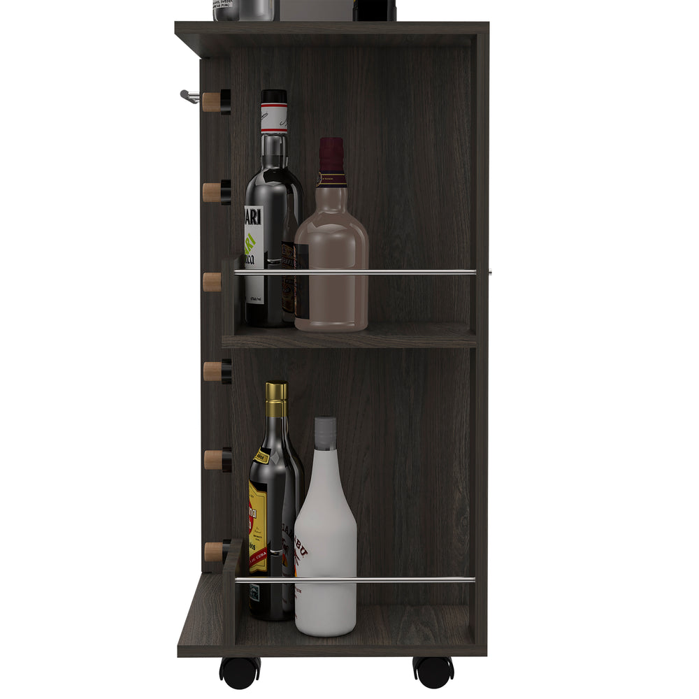 Magda Bar Cart with Wine Rack and Casters – Reliable Support