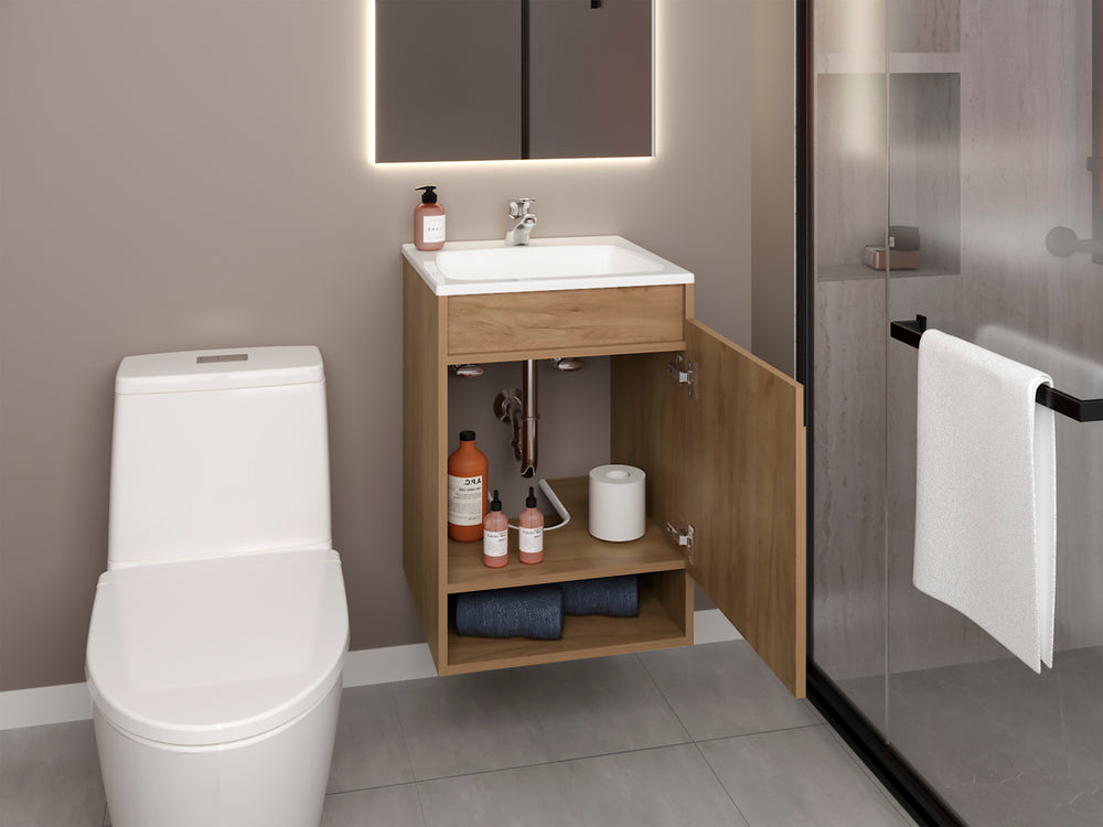 18” Elsie Bathroom Vanity with Sink and One Single Door – Integrated Sink Basin