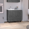 Salento Two Freestanding Utility Base Cabinet with Stainless Steel Countertop and Two-Door