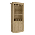 DEPOT E-SHOP Gale Bar Cabinet Elegant Multi-Storage Unit with Built-in Bottle and Glass Racks, Macadamia