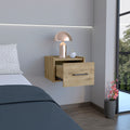 DEPOT E-SHOP Yorktown Floating Nightstand, Space-Saving Design with Handy Drawer and Surface, Macadamia