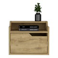 DEPOT E-SHOP Winchester Floating Nightstand, Modern Dual-Tier Design with Spacious Single Drawer Storage, Macadamia