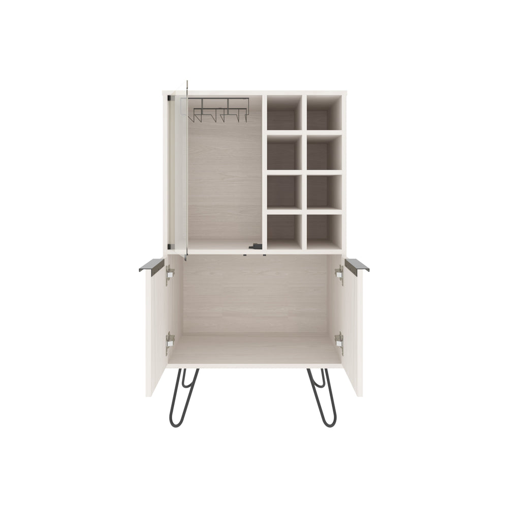 24-Inch Lutak Bar Cabinet with Double Door and 9 Open Shelves – Compact Bar Furniture