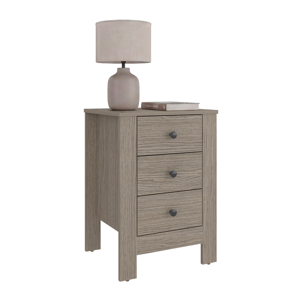 Wagram Nightstand with Graduated Drawer Storage and a Sturdy Leg Base for the Bedroom – Smooth Tabletop Surface