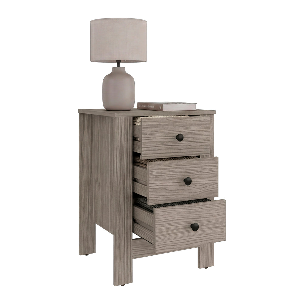 Wagram Nightstand with Graduated Drawer Storage and a Sturdy Leg Base for the Bedroom – Graduated Drawer Storage