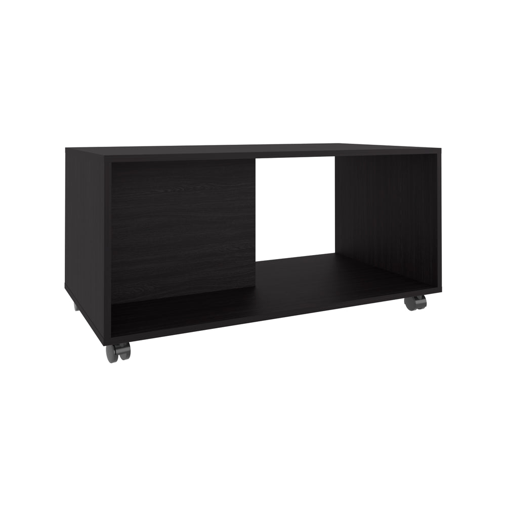 36-Inch Denton Coffee Table with Casters – Sturdy Black Build