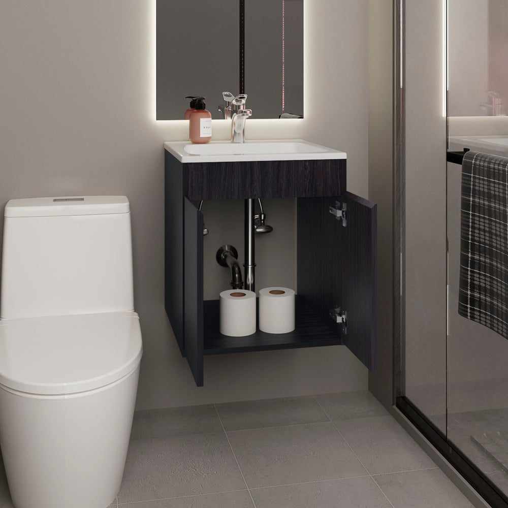 18-Inch Rayle Bathroom Vanity with Sink with Double Door – Compact Bathroom Vanity