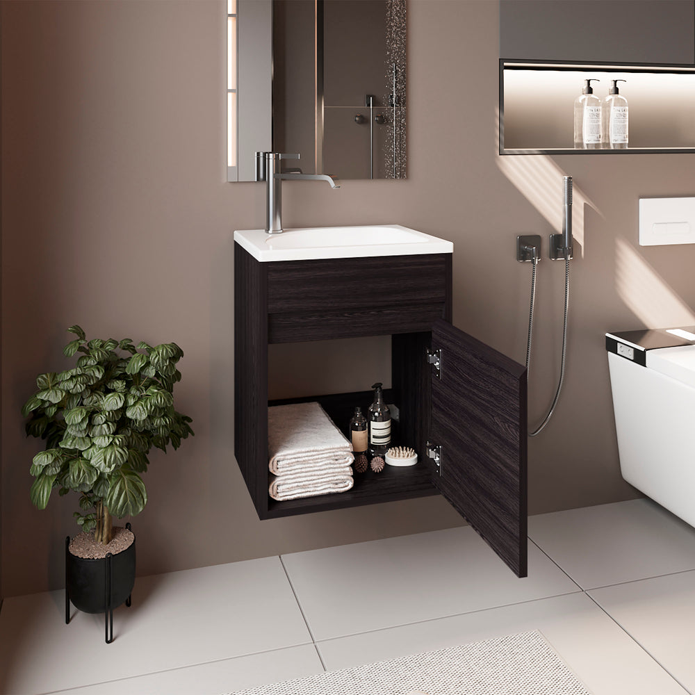16-Inch Chisana Bathroom Vanity with Sink with Single Door – Compact Bathroom Vanity