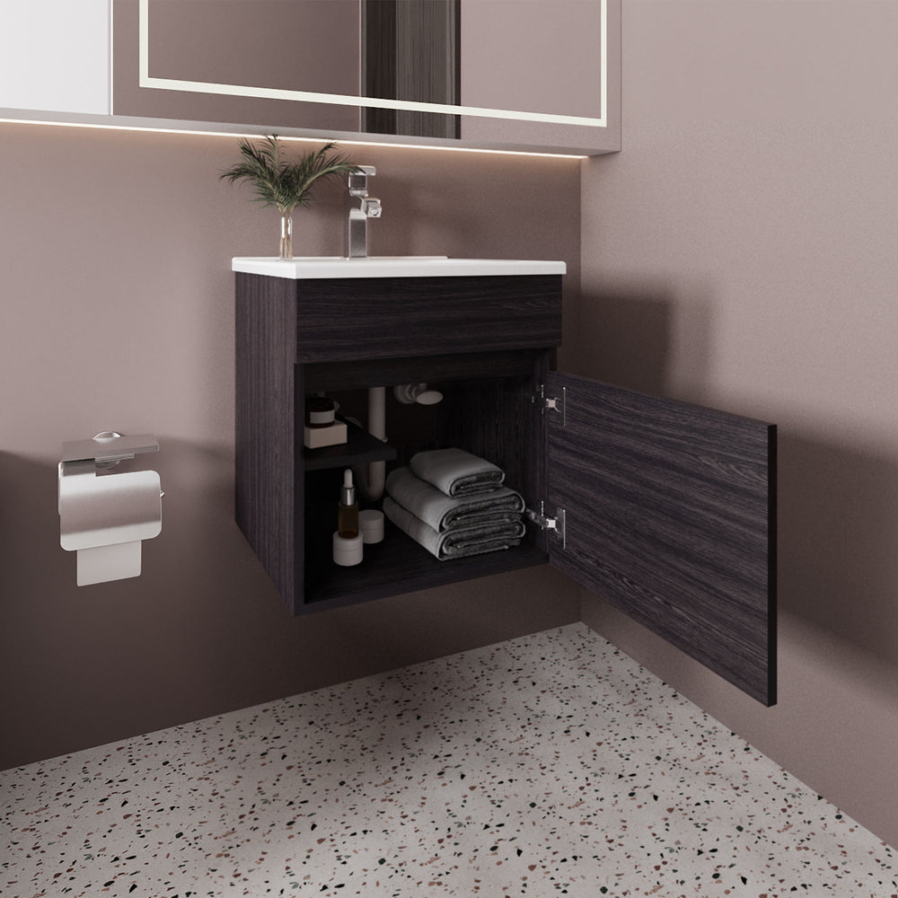 18-Inch Naknek Bathroom Vanity with Sink with Single Door – Compact Bathroom Vanity