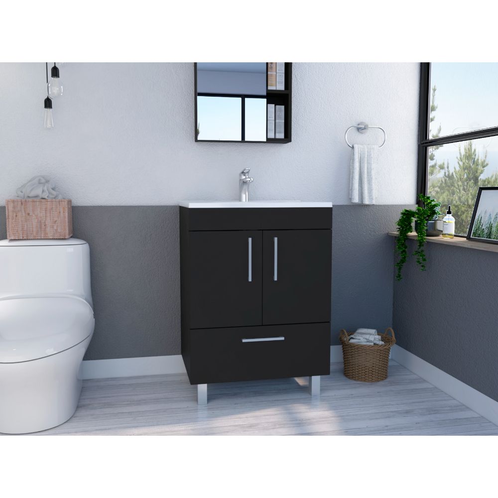 Essential Single Bathroom Vanity, One Draw, Double Door Cabinet