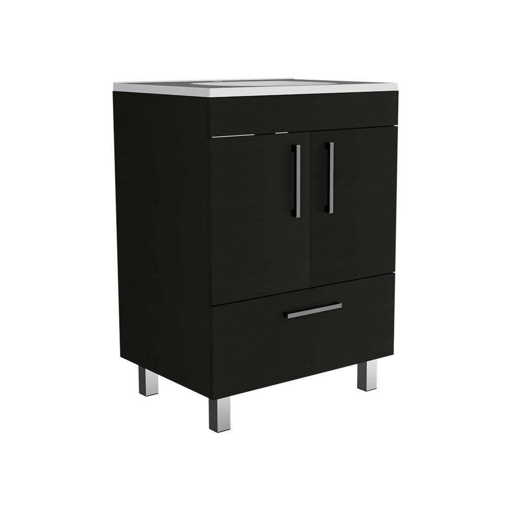 24-Inch Essential Bathroom Vanity with Sink with Double Door – Integrated Sink Basin