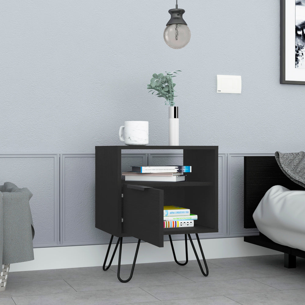 18-Inch Begonia Nightstand with Single Door – Open Display Shelf