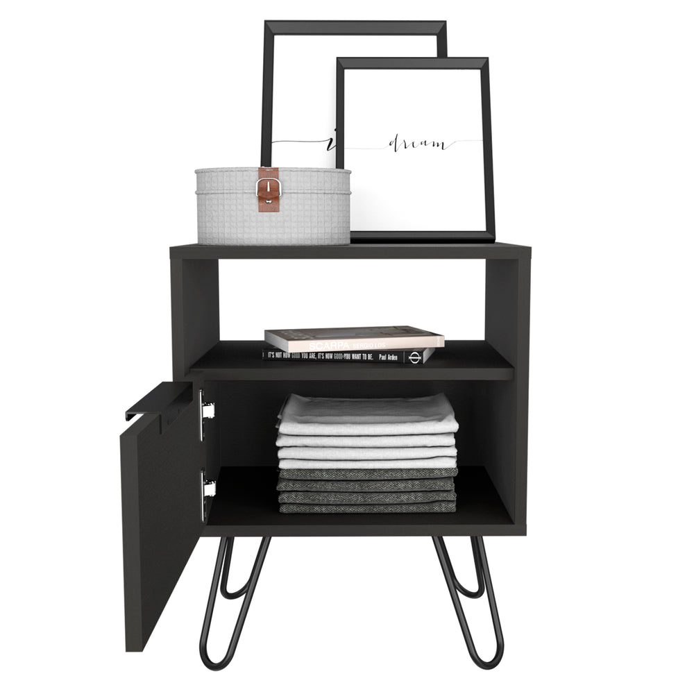18-Inch Begonia Nightstand with Single Door – Sleek Hairpin Legs