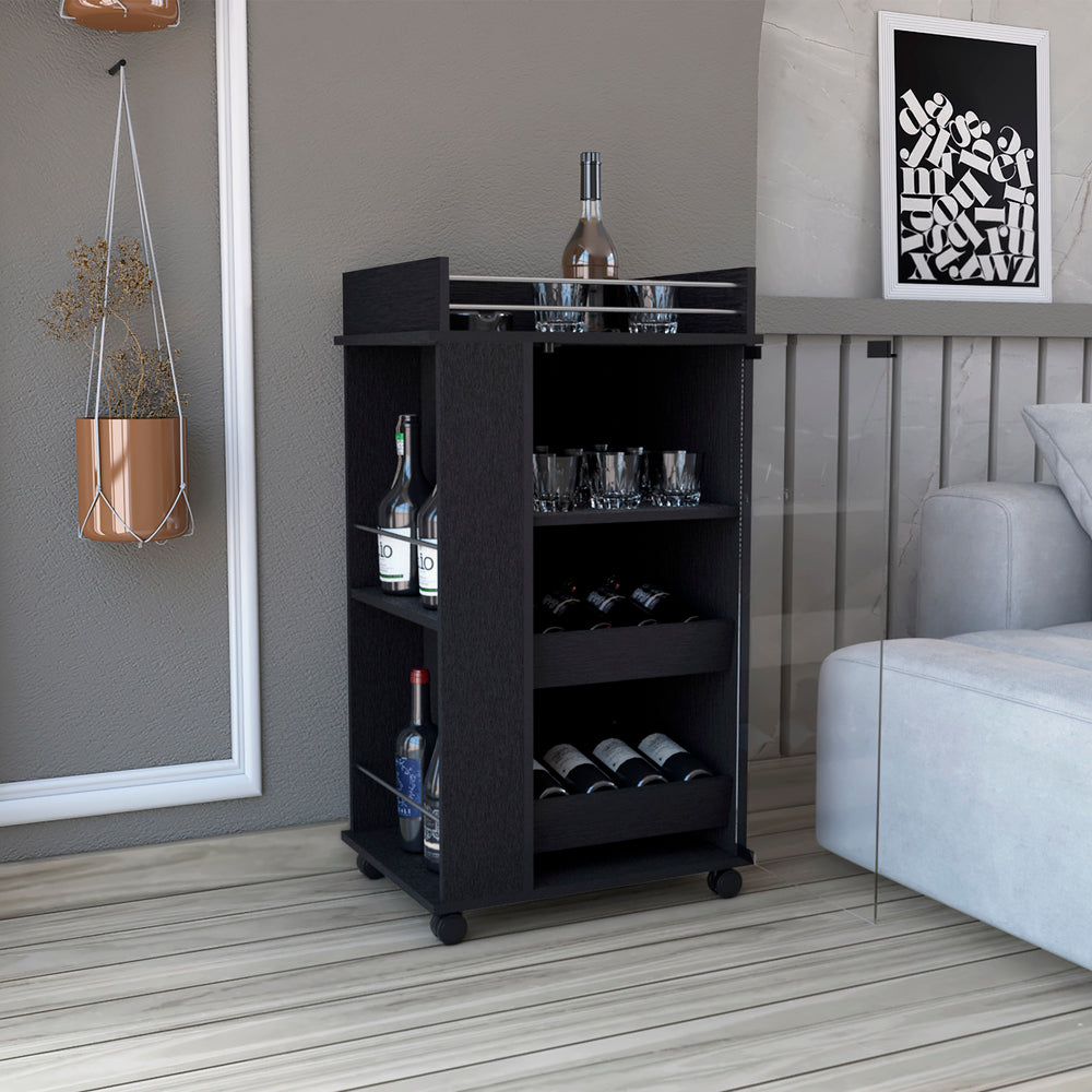 22-Inch Lansing Bar Cart with Casters – Multi-Level Open Shelving