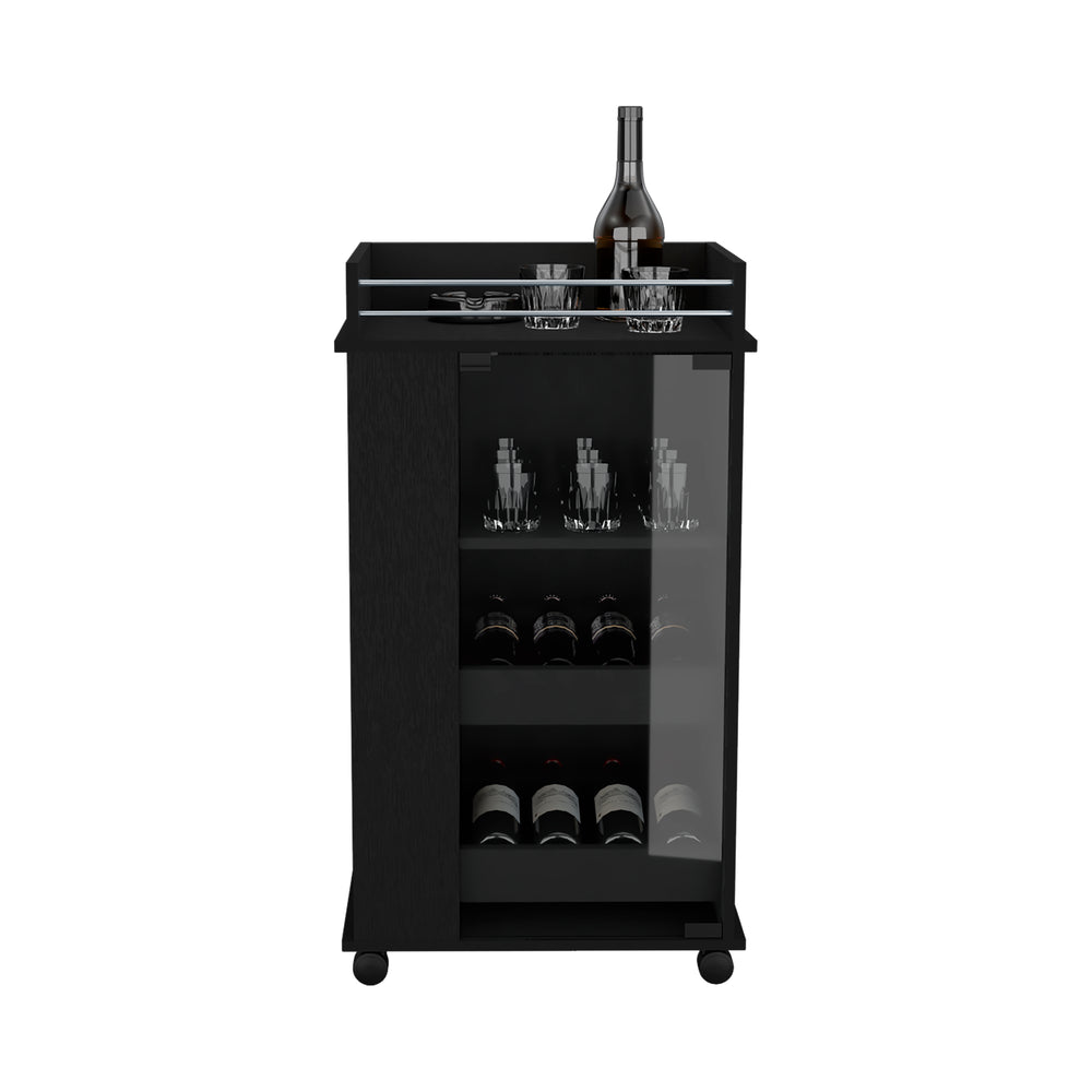 22-Inch Lansing Bar Cart with Casters – Black Finish